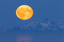 Moonrise at Lake Clake National Park and Preserve, Alaska, USA