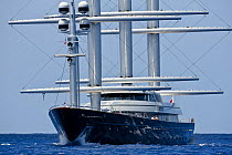 SY "Maltese Falcon" with sails furled, Saint Barths Bucket Super Yacht Regatta, Caribbean, March 2009. Property Released.