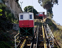 View upwards from the cable car in Valparaiso, Chile, 2008.