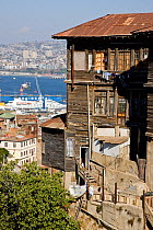 House with coast in background. Valparaiso, Chile, 2008.