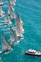 Spectator boat in the foreground as a race begins during the Acura Miami Grand Prix, Florida, USA. March 2008