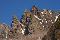 View of peaks in the Beartooth Mountains from along the Rosebud Creek Trail, Montana, USA,  May 2008