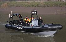 Avon River Cornish Pilot Gig Race, Bristol, March 21st 2009. Police RIB.