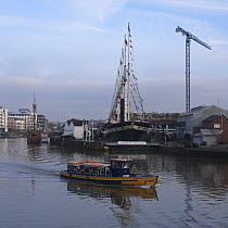 "The Mathew", SS "Great Britain", and Bristol Ferry Boat Company's "Brigantia" on Bristol Floating Harbour. February 2009.
