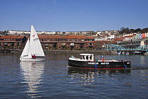 Harbour Master's boat "Albion" and sailing boat. Bristol Floating Harbour, March 2009.