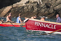"Pinnacle" catching Bristol Men's B crew racing in "Galant". Cornwall County Pilot Gig Championships, Newquay, September 2008.