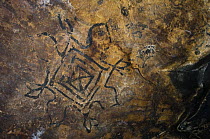 Prehistoric rock painting in the riverbed of Dungarinala, near Golpur, Rajasthan, India