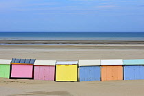 Colourful beach huts at Berck, Côte d'Opale, Pas-de-Calais, France