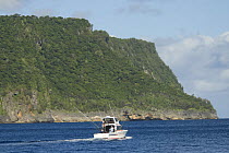 Boat of the Hakula Fishing Charter for game and sport fishing, off Vava'u, Tonga, Melanesia, 2007