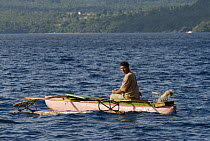 Local fisherman in his dugout canoe, Tonga, Melanesia, 2007