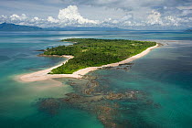 Aerial view of island off the pacific coast of Camarines Sur, Luzon, Philippines 2008