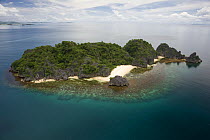Aerial view of Matukad Island and beach, Camarines Sur, Luzon, Philippines 2008