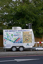 Mobile Air quality monitoring trailer beside a road in Richmond, London, UK