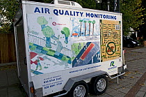 Mobile Air quality monitoring unit beside a road in Richmond, London, UK