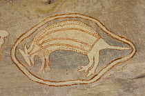 Aboriginal rock art painting of mammal at Main Art Site, Mt Borradaile,  Arnhem Land, Northern Territory, Australia