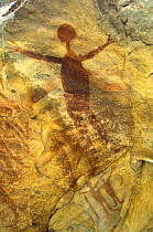Aboriginal cave paintings at Death Adder art site, one of the Quinkan rock art sites, Jowalbinna, Cape York, Queensland, Australia  Restrictions: Editorial use only
