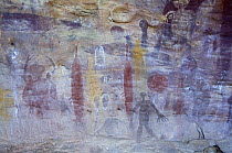 Quinkan rock art at the Split Rock Art Site, Laura, Cape York, Queensland, Australia  Restrictions: Editorial use only
