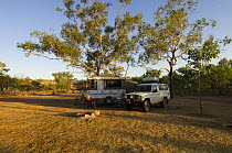 Vehicles at campsite in Manning Gorge, the Kimberley (along Gibb River Road),  Western Australia, September 2006