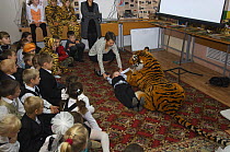 Tiger Conservation: Russian children learning about tiger conservation, Tiger Eco-Centre, Novopokrovka, northern Primorye, Russian Far East