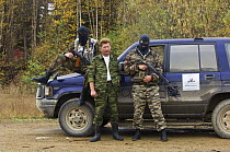 Siberian tiger anti-poaching patrol (with secret police for extra protection), 600 miles north of Vladivostok, Primorsky, Russian Far East, October 2005