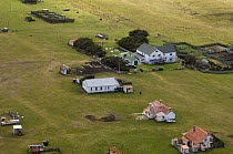 Aerial view of settlement on Pebble Island, off north coast of West Falkland, Falkland Islands, November 2007