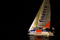 Transat BPE arrival at Saint Louis, Marie Galante. Nicolas Troussel on "Financo", 4th in 19 days 16 hours 03 minutes and 24 seconds. April 2009.