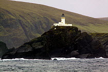 Muckle Flugga lighthouse, the UK's most northerly landfall. Unst island, Shetland Islands, Scotland, UK, March 2009.