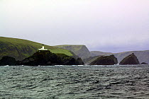 Muckle Flugga lighthouse, the UK's most northerly landfall. Unst island, Shetland Islands, Scotland, UK, March 2009.