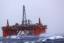 Oil rig "Northern Producer" in a force 9 gale. North Sea, March 2009.