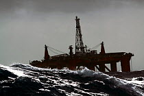 Oil rig ^Northern Producer^ in stormy conditions. North Sea, March 2009.