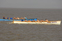 "Wolf" and "Young Bristol" at the start of the Bristol Challenge Gig Rowing Race, Bristol Channel, March 21st 2009.