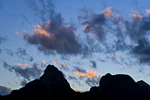 Silhouette of the Gilbo mountain range, Riano, Picos de Europa NP, Leon, Northern Spain  October 2006