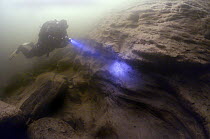 Diver in the Orkla River, Norway, September 2008 (Model released)