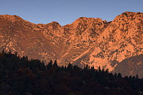 Morning light on the Piatra Craiului massif, Piatra Craiului National Park, Transylvania, Southern Carpathian Mountains, Romania, October 2008
