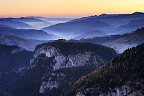 Bicaz Gorges at dawn, Cheile Bicazului-Hasmas National Park, Carpathian Mountains, Transylvania, Romania, October 2008