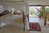 Inside a bedroom at the SaSaab tourist lodge, West Gate Conservancy, Northern Rangelands, Kenya