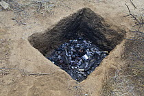 Sunken charcoal fire at the Saruni Lodge, Kalama Conservancy, Northern Rangelands, Kenya