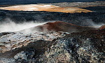 Acidic steam and solidified lava surface at Leirhnjkur, Iceland, June 2008