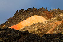 Solidified lava surface, Rhyolite / Rhiolite mountains, Landmannalaugar, Iceland, June 2008