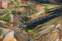 Solidified lava, Landmannalaugar, Rhiolite / Rhyolite mountains, Iceland, August 2008