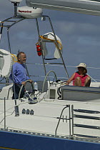 Stephens 53ft yacht cruising in Florida Bay, Florida, USA.  Model and property released.