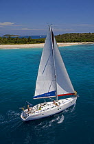 Sunsail yacht cruising in the British Virgin Islands, Caribbean. March 2006. Model and Property Released.