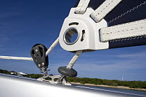Block and eye aboard Hunter 49 yacht off St. Augustine, Florida, USA. Property Released.