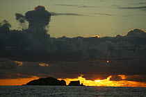 Sunset over island. British Virgin Islands, January 2004.