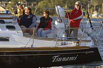 Family sailing Tartan 4300 "Tsunami" on the Severn River, Maryland. Model and property released, October 2007.
