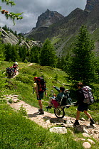 Hiking with handicapped people in the Alps, France, July 2008