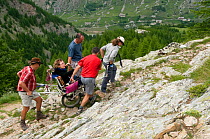 Hiking with handicapped people in the Alps, France, July 2008