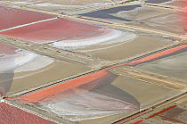 Aerial view of saltpans at commerical salt farm, Camargue, France, June 2008