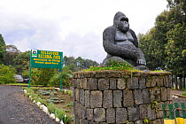 Mountain gorilla statue at the entrance of the Volcanoes National Park, Rwanda, Africa, March 2009