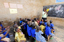 Children at school in Kinigi, Volcanoes National Park, Rwanda, Africa, March 2009